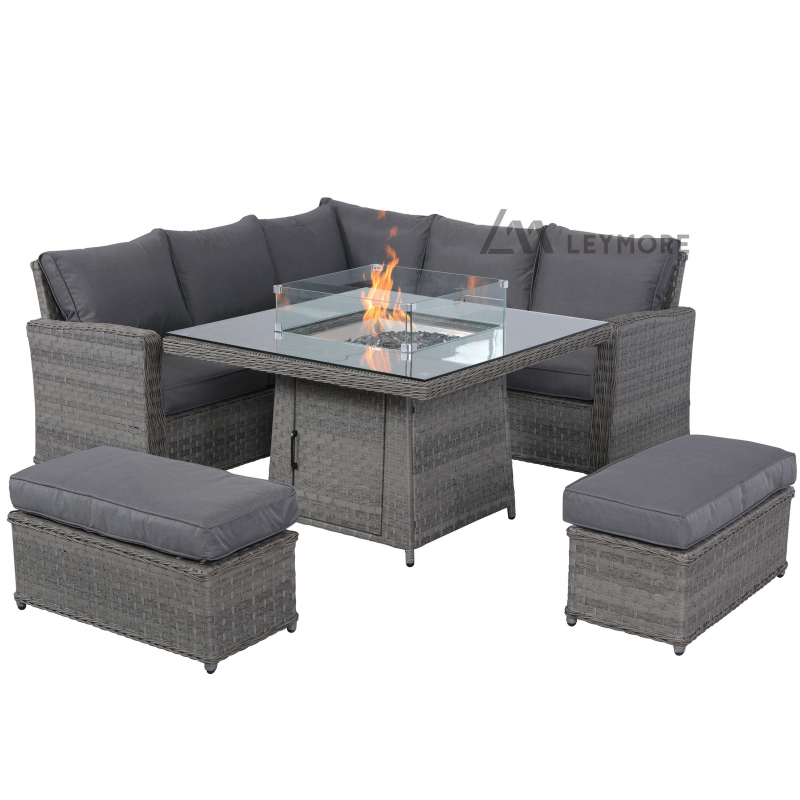 LM20-S22H Boston Fire-pit Corner Dining with 2 Ben...