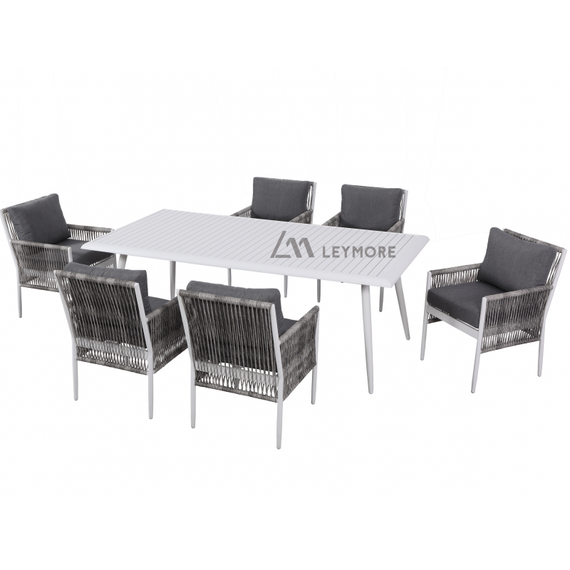 LM21-AS23 Aluminum 6 Chairs Dining set